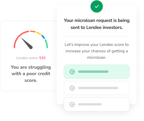 your microloan request is being sent to Lendee investors